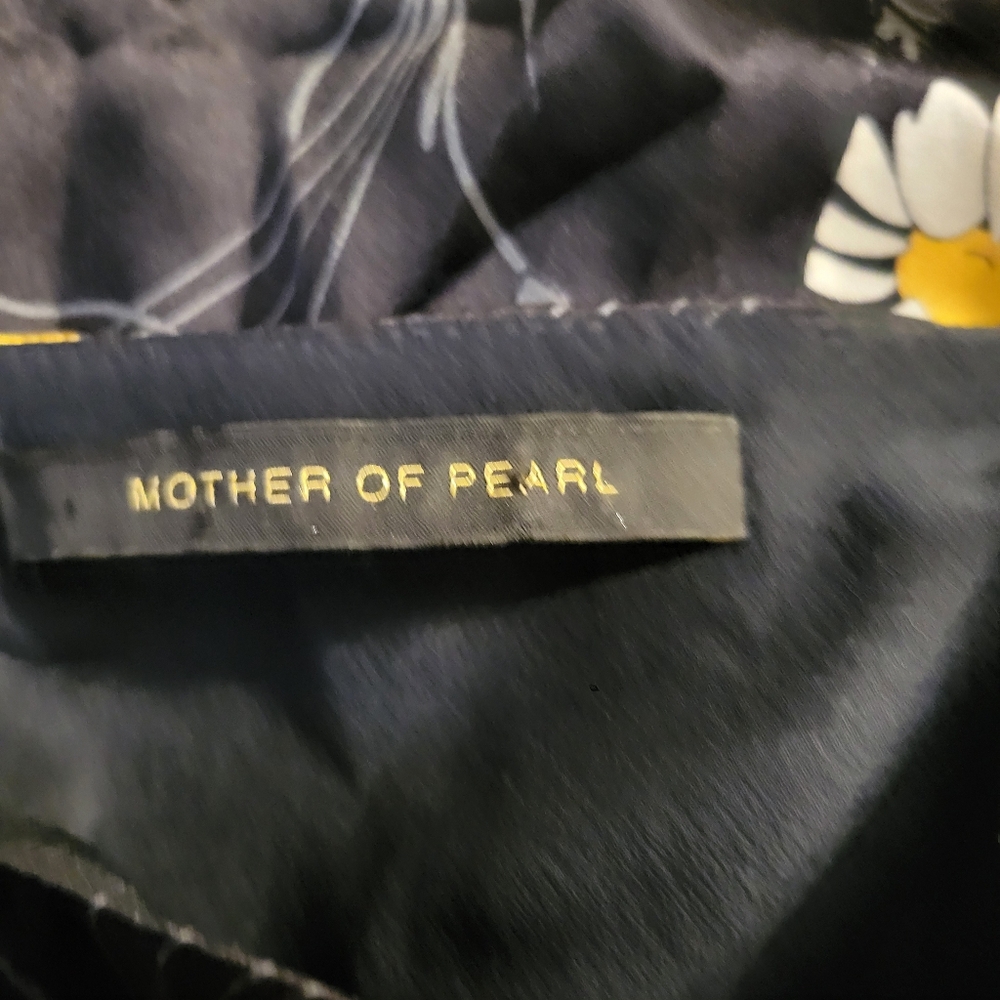 Mother Of Pearl Black Silk Floral Long Sleeve Mini Dress - Picture 7 of 9